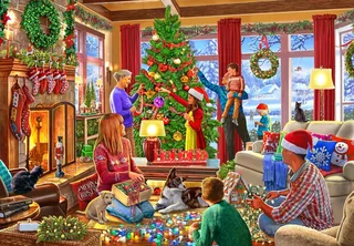 kerst legpuzzel Christmas Decorating - 1000 stukjes. fra Bluebird Puzzle, Flerfarvet-udgave – æske 1 af 2