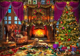 kerst legpuzzel Cosy Christmas Room - 1000 stukjes. from Bluebird Puzzle, Multicolour edition – box 1 of 2