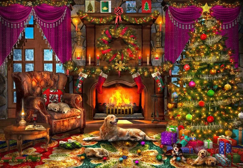 kerst legpuzzel Cosy Christmas Room - 1000 stukjes. from Bluebird Puzzle, Multicolour edition – box 1 of 2