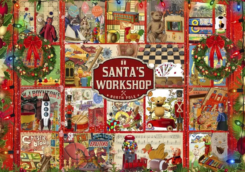 kerst legpuzzel Santas Workshop - 2000 stukjes. van Bluebird Puzzle, editie Meerkleurig – doos