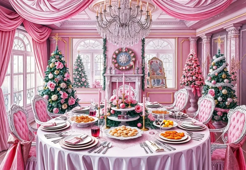 kerst puzzel Christmas Feast in Pink - 1000 stukjes. from Bluebird Puzzle, Multicolour edition – box