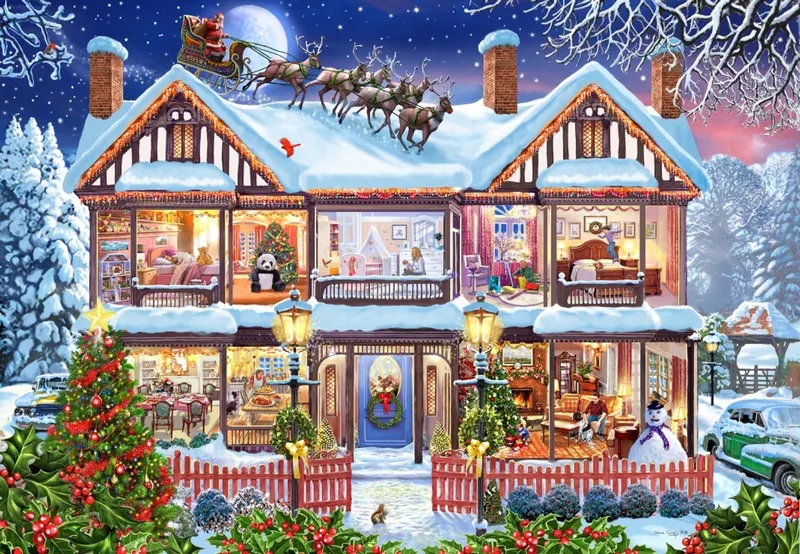 kerst puzzel Christmas House - 1000 stukjes puzzel. de Bluebird Puzzle, édition Multicolore – boîte