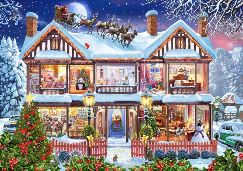 kerst puzzel Christmas House - 2000 stukjes karton. van Bluebird Puzzle, editie Meerkleurig – doos