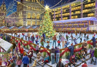 kerst puzzel Christmas Skating - 1000 stukjes. fra Bluebird Puzzle, Flerfarvet-udgave – æske 1 af 2