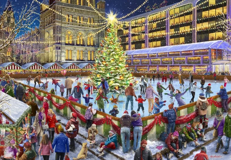 kerst puzzel Christmas Skating - 1000 stukjes. van Bluebird Puzzle, editie Meerkleurig – doos