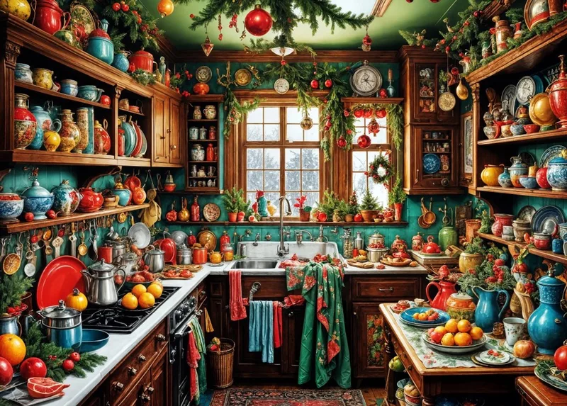 kerst puzzel Country Kitchen Christmas 1500 stukjes. van Bluebird Puzzle, editie Meerkleurig – doos