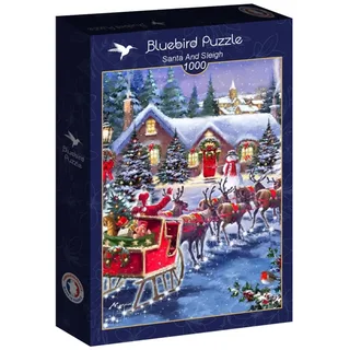 kerst puzzel Santa and Sleigh - 1000 stukjes. from Bluebird Puzzle, Multicolour edition – box 2 of 2