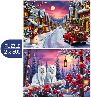 kerstpuzzel 2-in-1 - 500 stukjes - multicolor. de Bluebird Puzzle, édition Multicolore – boîte 1 sur 2