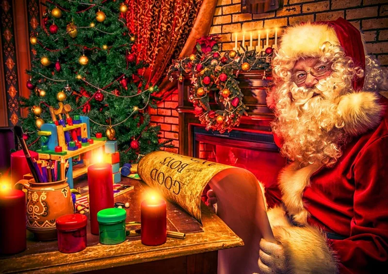 kerstpuzzel Santa Claus - 1000 stukjes karton. van Bluebird Puzzle, editie Meerkleurig – doos 1 van 2