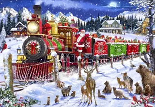 kerstpuzzel Santa Express Usa - 1000 stukjes. fra Bluebird Puzzle, Flerfarvet-udgave – æske 1 af 2