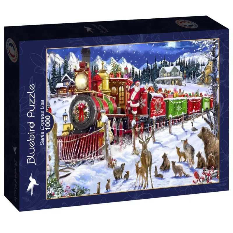 kerstpuzzel Santa Express Usa - 1000 stukjes. fra Bluebird Puzzle, Flerfarvet-udgave – æske 2 af 2