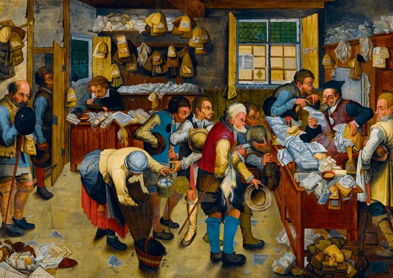 kunst puzzel Pieter Brueghel the Younger The Tax-collector's Office 1000 stukjes. from Bluebird Puzzle, Multicolour edition – box