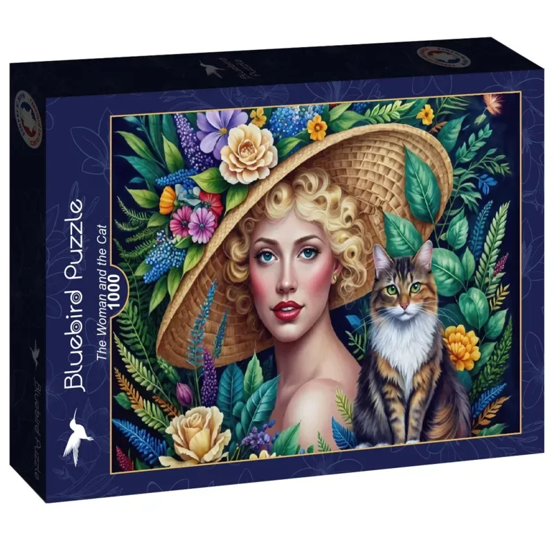 kunst puzzel vrouw en kat 1000 stukjes karton. van Bluebird Puzzle, editie Meerkleurig – doos 2 van 2