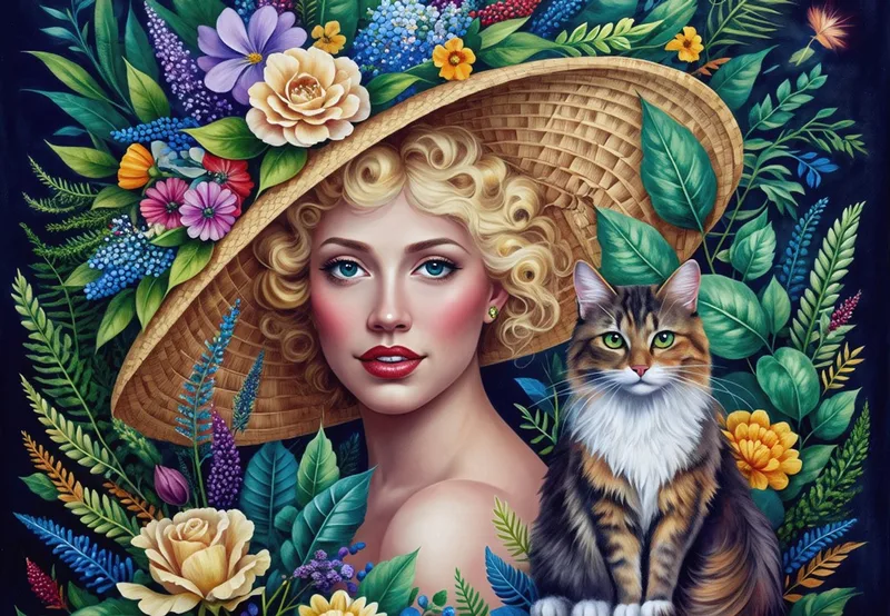 kunst puzzel vrouw en kat 1000 stukjes karton. from Bluebird Puzzle, Multicolour edition – box