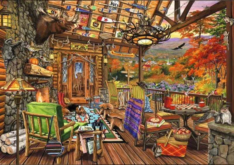 legpuzzel Adirondack Porch - 2000 stukjes puzzel. van Bluebird Puzzle, editie Meerkleurig – doos