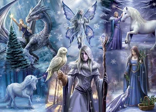 legpuzzel Anne Stokes Winter Fantasy 1000 stukjes. de Bluebird Puzzle, édition Multicolore – boîte 1 sur 2