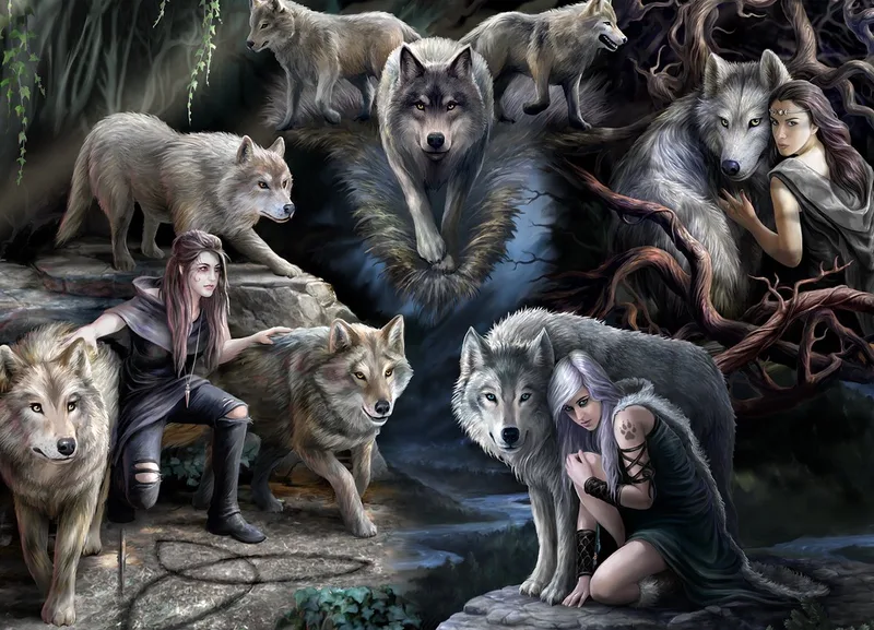 legpuzzel Anne Stokes Wolf Collage 1500 stukjes dieren. fra Bluebird Puzzle, Flerfarvet-udgave – æske