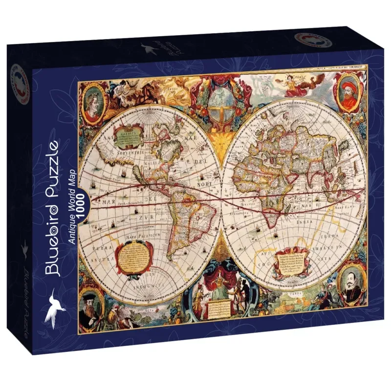 legpuzzel Antique World Map - 1.000 stukjes karton. von Bluebird Puzzle, Ausgabe Mehrfarbig – Schachtel 2 von 2