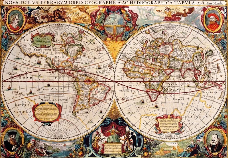 legpuzzel Antique World Map - 1.000 stukjes karton. van Bluebird Puzzle, editie Meerkleurig – doos