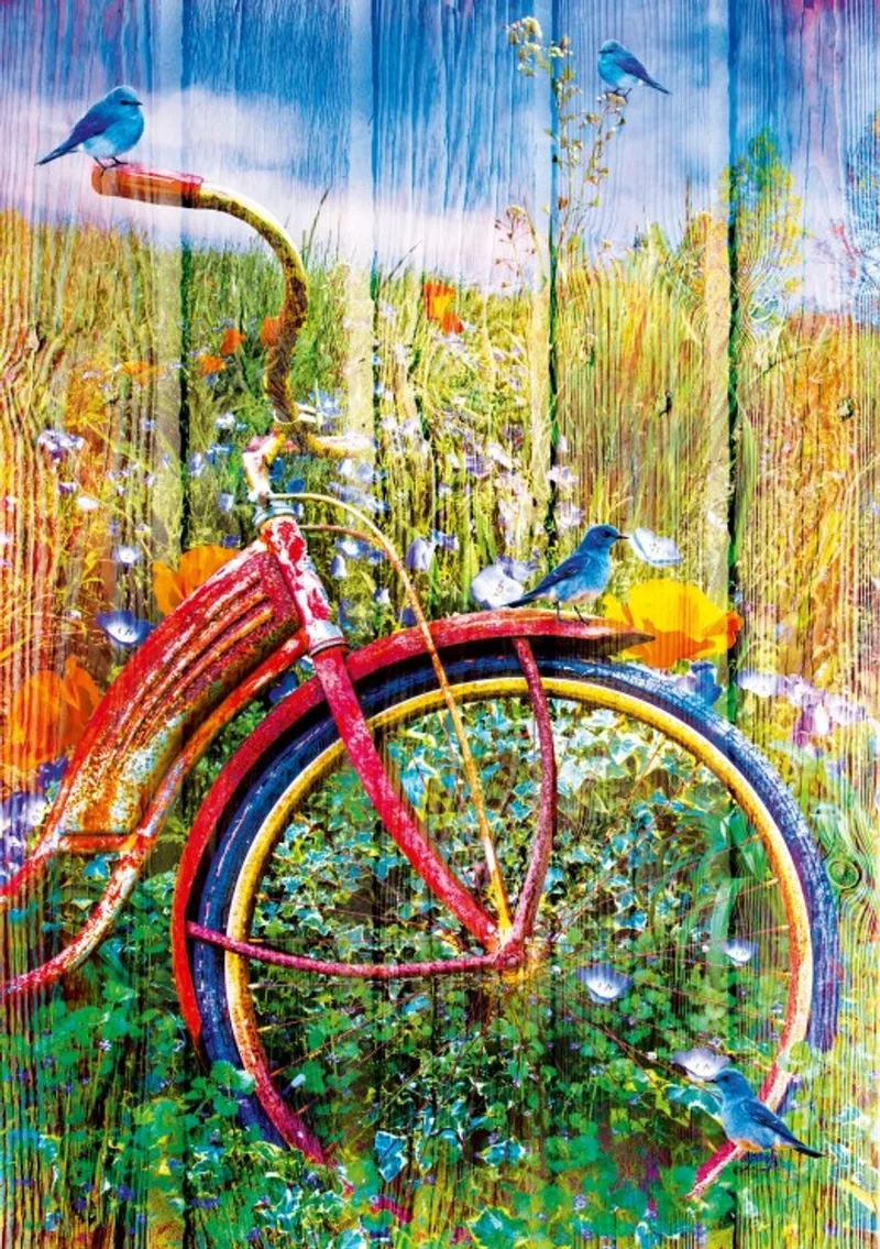 legpuzzel Bluebirds on a Bicycle - 1000 stukjes. van Bluebird Puzzle, editie Meerkleurig – doos 1 van 2