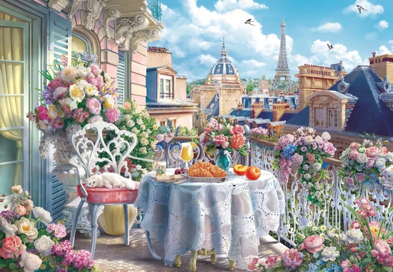 legpuzzel Breakfast on the Balcony in Paris 1000 stukjes. from Bluebird Puzzle, Multicolour edition – box 1 of 2