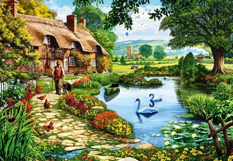 legpuzzel Cottage by the Lake - 1000 stukjes. von Bluebird Puzzle, Ausgabe Mehrfarbig – Schachtel