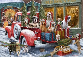 legpuzzel Dogs on Truck - 1000 stukjes puzzelplezier. fra Bluebird Puzzle, Flerfarvet-udgave – æske 1 af 2