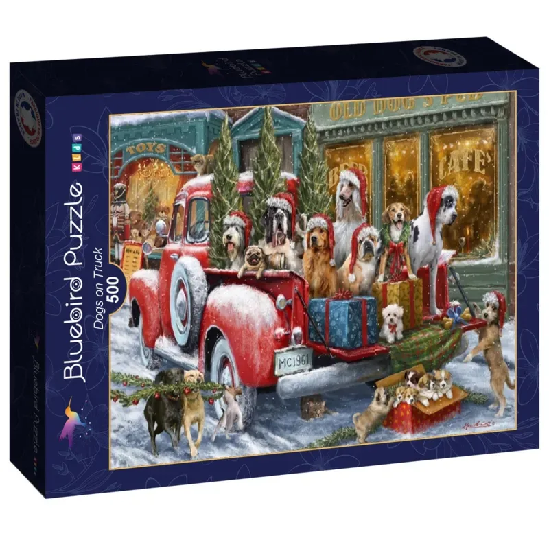 legpuzzel Dogs on Truck - 500 stukjes kleurrijk. von Bluebird Puzzle, Ausgabe Mehrfarbig – Schachtel 2 von 2