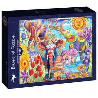 legpuzzel Elephants in the Garden - 2000 stukjes dieren. fra Bluebird Puzzle, Flerfarvet-udgave – æske 2 af 2