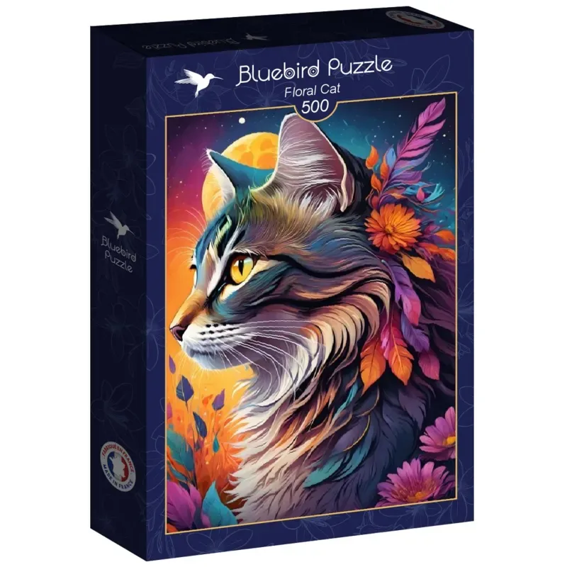 legpuzzel Floral Cat - 500 stukjes kleurrijk speelgoed. van Bluebird Puzzle, editie Meerkleurig – doos 2 van 2