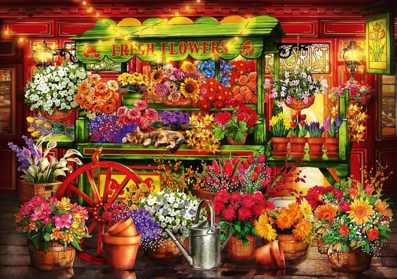 legpuzzel Flower Market Stall - 1000 stukjes puzzel. fra Bluebird Puzzle, Flerfarvet-udgave – æske 1 af 2