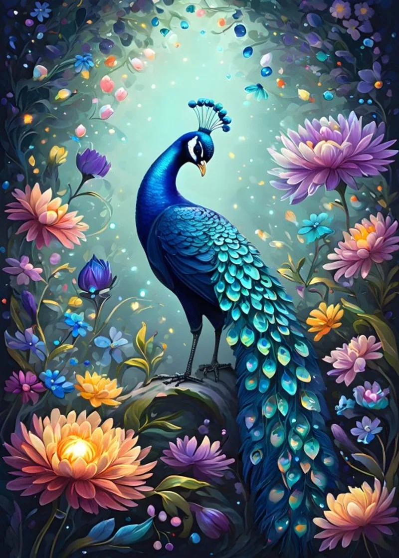 legpuzzel Flowers & Peacock - 500 stukjes - kleurrijk speelgoed. fra Bluebird Puzzle, Flerfarvet-udgave – æske