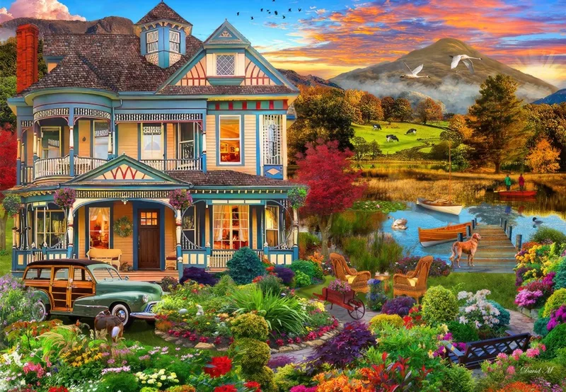 legpuzzel Garden Country Home - 1000 stukjes. fra Bluebird Puzzle, Flerfarvet-udgave – æske 1 af 2