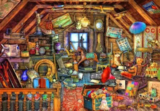 legpuzzel Hidden Object Attic 1000 stukjes karton. van Bluebird Puzzle, editie Meerkleurig – doos 1 van 2