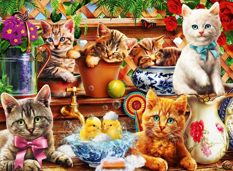 legpuzzel Kittens in the Potting Shed - 3000 stukjes. fra Bluebird Puzzle, Flerfarvet-udgave – æske