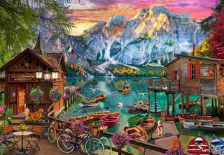 legpuzzel Lago di Braies Italië 1000 stukjes landschap. de Bluebird Puzzle, édition Multicolore – boîte 1 sur 2