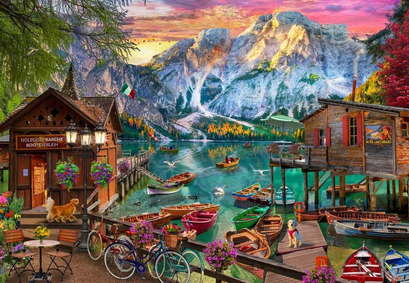 legpuzzel Lago di Braies Italië 1000 stukjes landschap. de Bluebird Puzzle, édition Multicolore – boîte 1 sur 2
