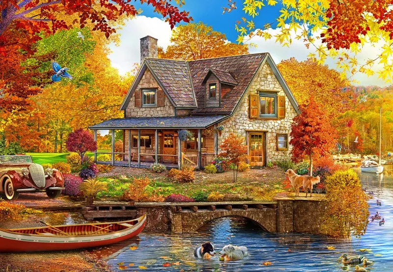 legpuzzel Lake House - 1000 stukjes kleurrijk speelgoed. from Bluebird Puzzle, Multicolour edition – box