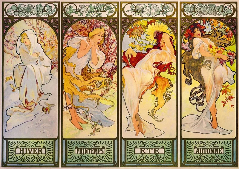 legpuzzel Mucha - Four Seasons 1900 - 1000 stukjes. from Bluebird Puzzle, Multicolour edition – box