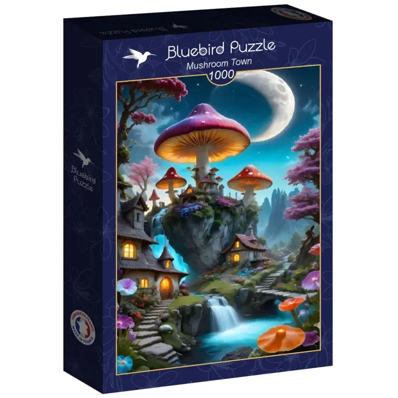 legpuzzel Mushroom Town - 1000 stukjes kleurrijk speelgoed. de Bluebird Puzzle, édition Multicolore – boîte 2 sur 2