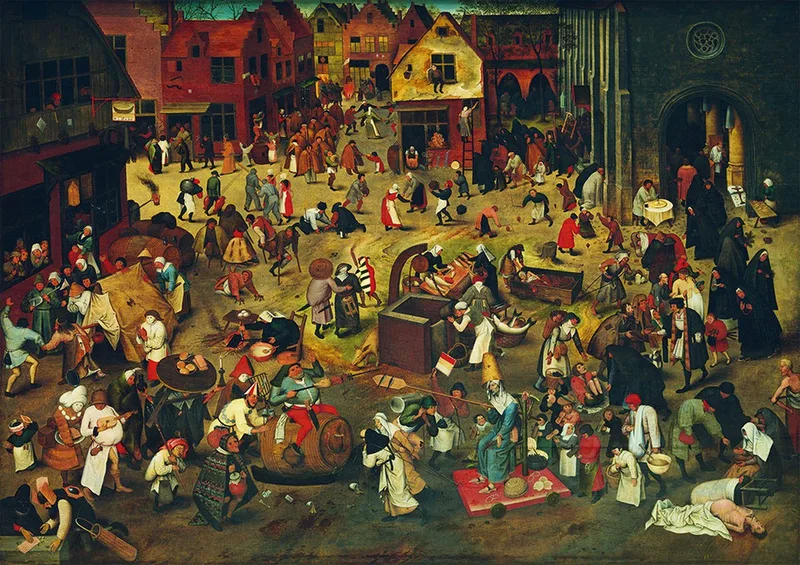legpuzzel Pieter Bruegel the Elder - The Fight Between Carnival and Lent, 1559 - 1000 stukjes. van Bluebird Puzzle, editie Meerkleurig – doos