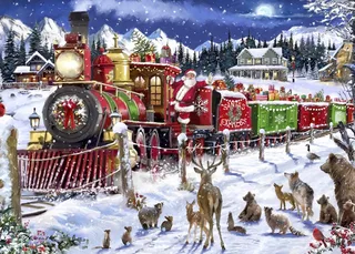 legpuzzel Santa Express Usa - 500 stukjes kerst. fra Bluebird Puzzle, Flerfarvet-udgave – æske 1 af 2