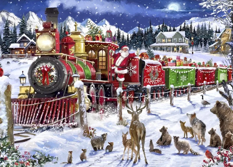 legpuzzel Santa Express Usa - 500 stukjes kerst. fra Bluebird Puzzle, Flerfarvet-udgave – æske 1 af 2