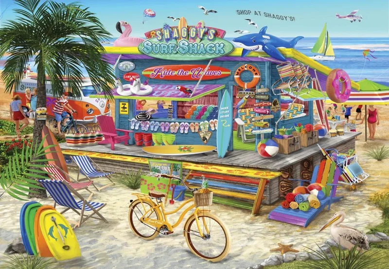 legpuzzel Shaggy's Surf Shack - 1000 stukjes strand. van Bluebird Puzzle, editie Meerkleurig – doos 1 van 2