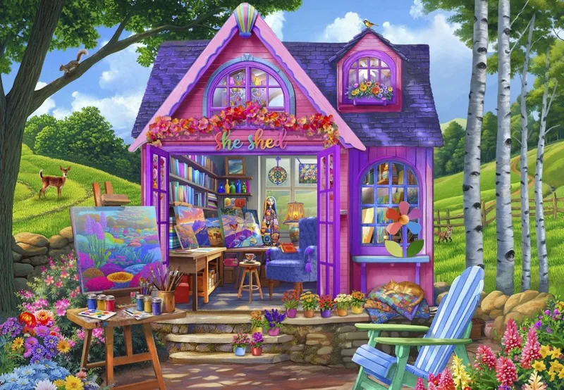 legpuzzel She Shed Studio - 1000 stukjes kleurrijk. from Bluebird Puzzle, Multicolour edition – box