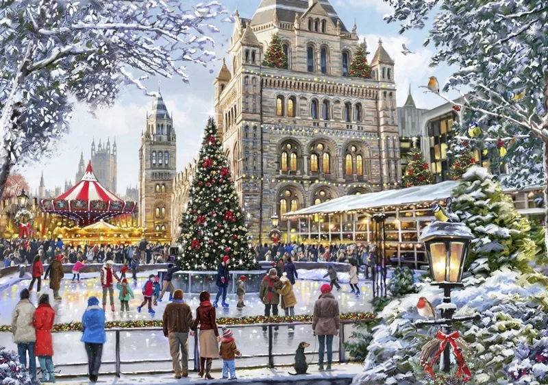 legpuzzel Skating Outside Natural History Museum - 2000 stukjes. fra Bluebird Puzzle, Flerfarvet-udgave – æske 1 af 2