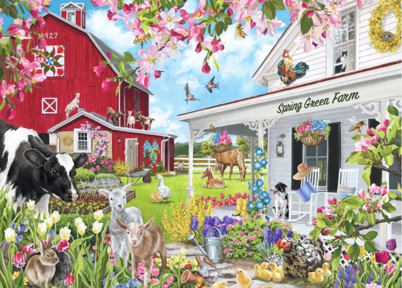 legpuzzel Spring Green farm - 1500 stukjes. van Bluebird Puzzle, editie Meerkleurig – doos