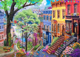 legpuzzel Spring Hill - 500 stukjes kleurrijk speelgoed. van Bluebird Puzzle, editie Meerkleurig – doos 1 van 2