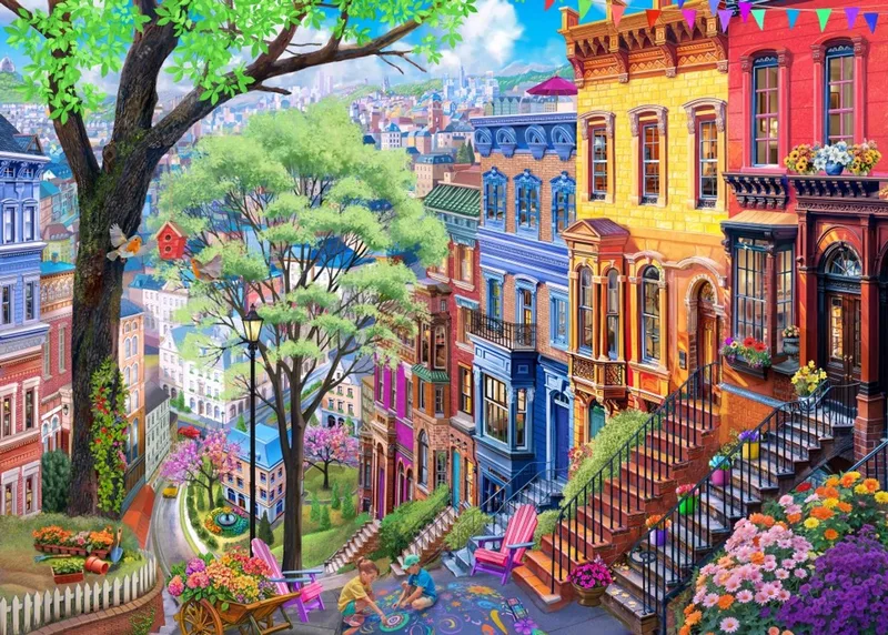 legpuzzel Spring Hill - 500 stukjes kleurrijk speelgoed. van Bluebird Puzzle, editie Meerkleurig – doos 1 van 2