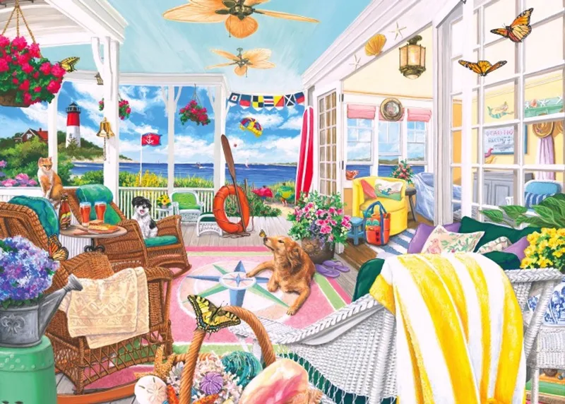 legpuzzel Summer Porch - 500 stukjes kleurrijk speelgoed. de Bluebird Puzzle, édition Multicolore – boîte 1 sur 2